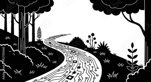 Digital Forest Path: Technology Meets Nature