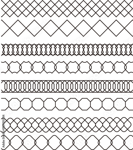 Collection of various chain link fence patterns and designs
