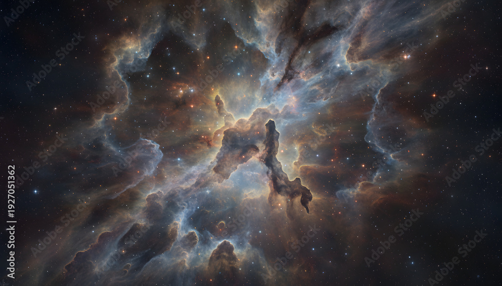 Fototapeta premium Cosmic Nebula Pillars Glowing in Breathtaking Deep Space