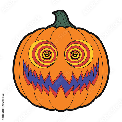 A classic jack-o'-lantern with a spooky and expressive carved face.