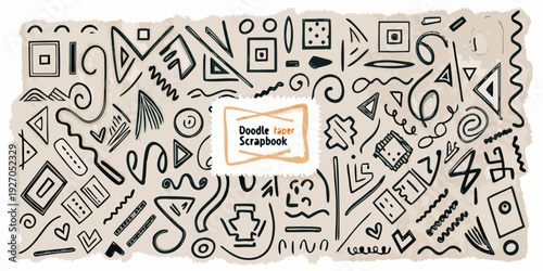 A chaotic collection of hand drawn doodles on a textured background