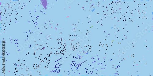 Abstract pattern of scattered purple and blue dots on a light background