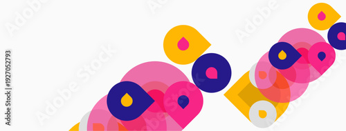 Abstract colorful circles overlap, creating dynamic visual pattern. Soft hues blend, suggesting movement, energy. Minimalist design.