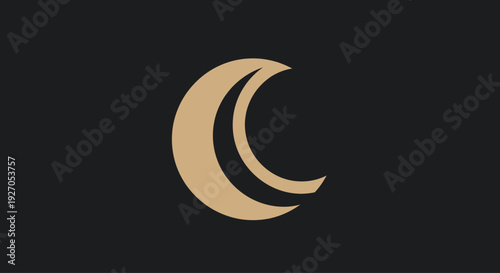 Abstract Crescent Moon Logo Design on Black Background