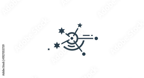Abstract cosmic constellation icon with stars and lines on white background