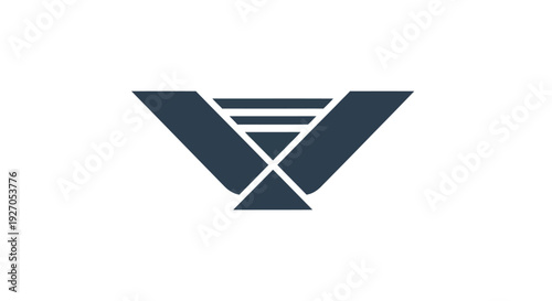Abstract Dark Blue Geometric Logo Symbol on White Background
