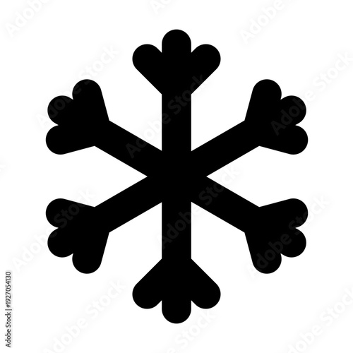 An abstract black snowflake on a clean background. The intricate shape of the snowflake is a beautiful representation of winter. 
