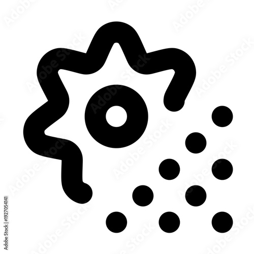 A black and white image of a virus icon or a similar scientific concept, set against a transparent background. This image shows the importance of health in a visually understandable way