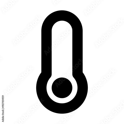 A simple black thermometer icon, illustrating temperature measurement 