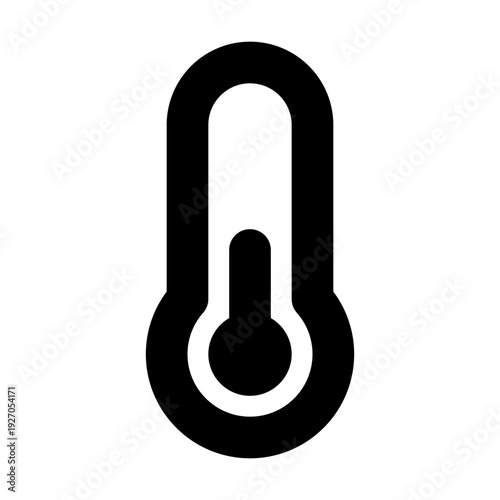 Black thermometer icon, representing temperature measurement. Simple yet modern design