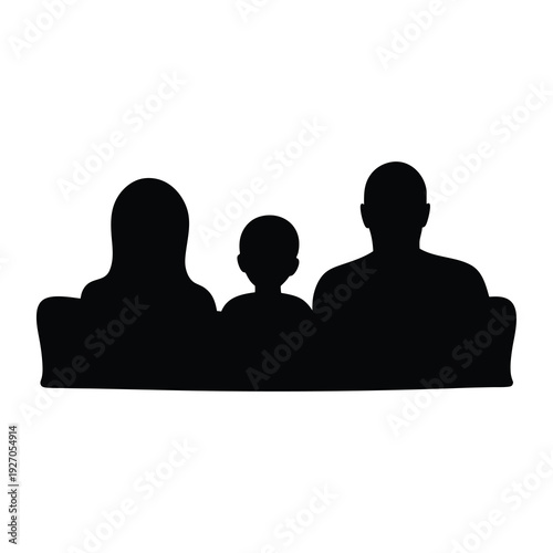 Silhouette of a family seated together, representing togetherness and support