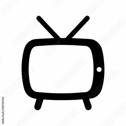 Simple vector graphic of a retro television set with antenna and legs
