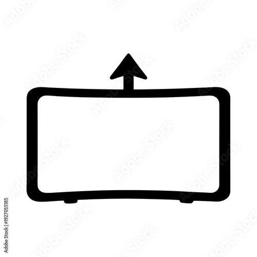 Stylized image of upload icon in black line art on white background