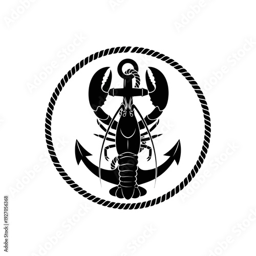 Nautical lobster and anchor logo for maritime and seafood businesses