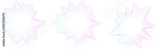 Abstract radial waveform rosettes in pastel gradient line art