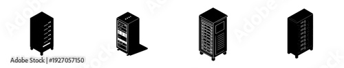 Elegant Black and White Illustration of a Server Rack