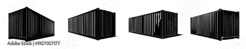 Elegant Black and White Silhouette of a Shipping Container with Vertical Ribbed Walls