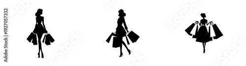 Elegant Shopper: A Chic Silhouette Carrying Multiple Bags