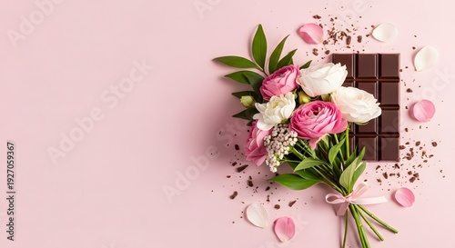 Mother's day gift ideas chocolate bouquet with pink and white flowers for mom