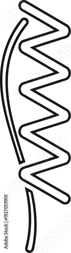 Black line drawing of a spring or coiled wire on a non for industrial or mechanical concepts vector illustration