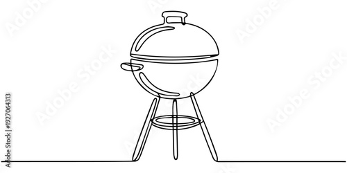 continuous one line drawing barbecue grill