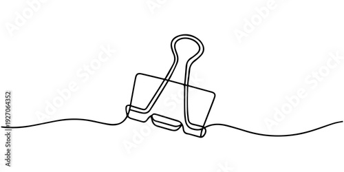 Binder clip continuous one line drawing icon