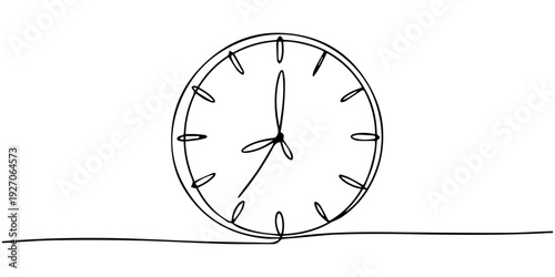 continuous one line drawing Minimalist clock icon