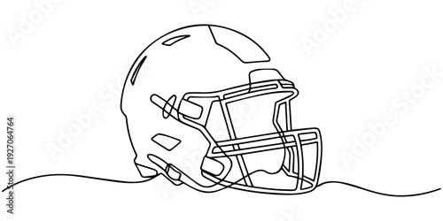 American football helmet continuous one line drawing