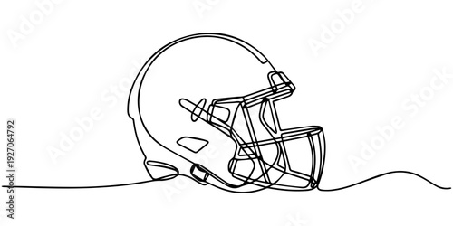 continuous one line drawing American football helmet