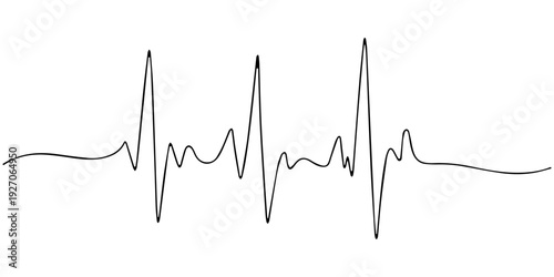 continuous one line drawing ECG heartbeat line vector