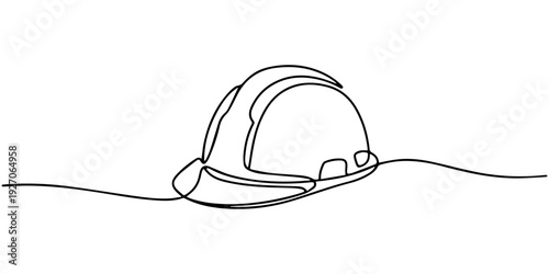 continuous one line drawing hard hat
