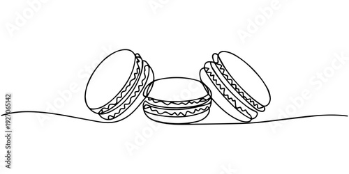 continuous one line drawing Macarons icon set