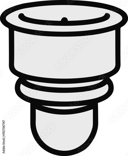  Minimalist bathroom sink drain pipe trap vector sticker, bold black thick clean outline, pure white background, isolated object 2