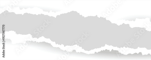 piece of blank white paper texture background torn and ripped on transparent background. document frame design