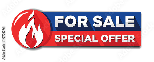 Special offer for sale advertising  sticker. Vector template for label on transparent background