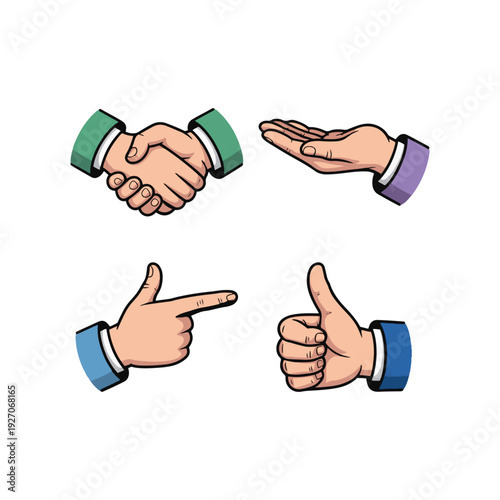 Vibrant Cartoon Pop Art Hand Gestures Illustration with Positive Communication Mood