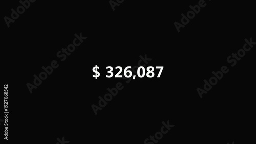 Five hundred thousand dollar counting animation from zero to five hundred thousand  on a transparent background, 0 to 500000 dollar money counter animation with alpha channel in 4k  

