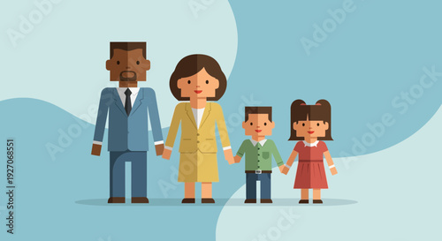 Diverse Family Holding Hands Together Illustration.