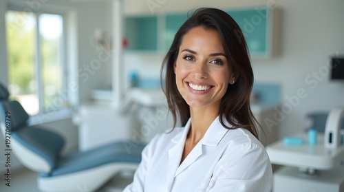Wallpaper Mural Smiling female dentist in a modern clinic, radiating confidence and professionalism. Torontodigital.ca