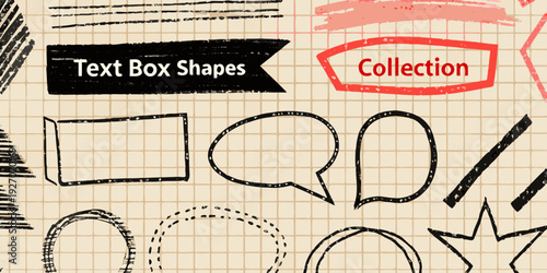 Collection of hand drawn text box shapes and doodle elements