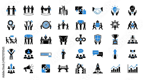 Two Color Teamwork Icon Set | 20 Collaboration Vector Icons