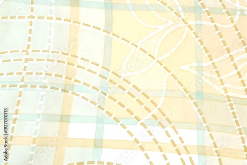 Blue and tan plaid tartan fabric texture background with red checkered pattern flannel material