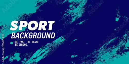 Abstract sport background with textured blue and white splashes