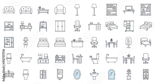 Modern Furniture Icon Set - Vector Graphics for Interior Design