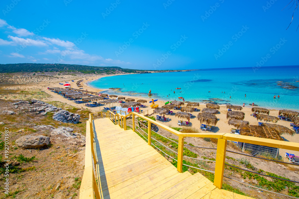 Fototapeta premium An amazing view of Agios Philon Beach (Ayfilon) in Dipkarpaz, North Cyprus.