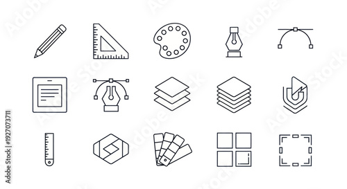 Graphic Design Icons: Tools, Elements & Workflow Symbols