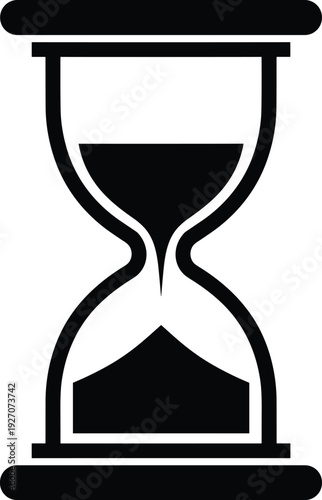 Hourglass silhouette icon, sand timer illustration isolated on white background for time management and deadline concept