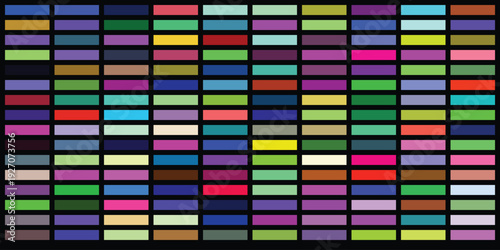 Abstract pattern with a vibrant assortment of colors, presented as a grid of small rectangular blocks against a contrasting dark background