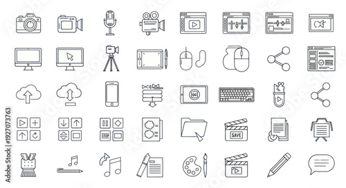 Hand Drawn Icons for Creative Media and Digital Technology