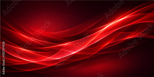 Artistic digital illustration of a red abstract wave background featuring light curves and a flowing energy pattern with blue and purple lines for a modern texture wallpaper design